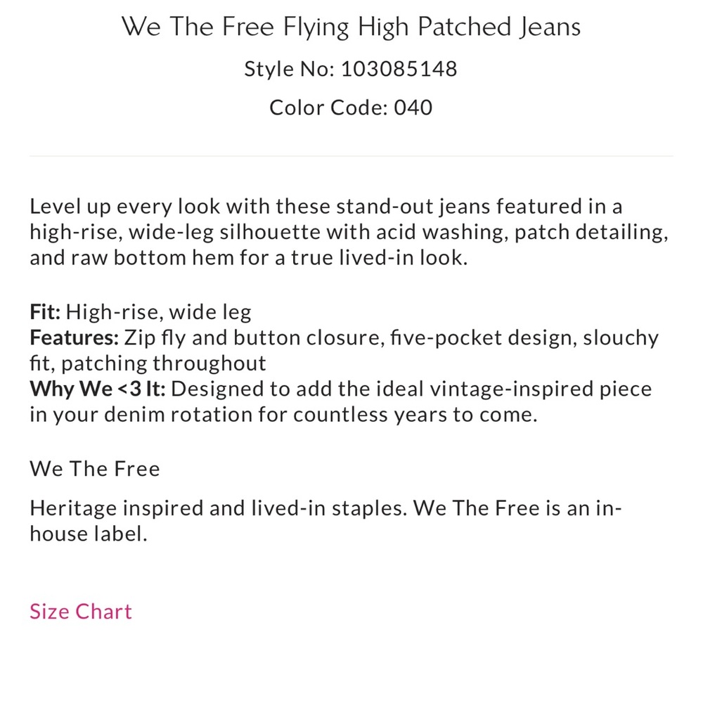 Free People Flying High Patched Jeans We The Free Embroidered Free Birds 29 NWT - Picture 7 of 11